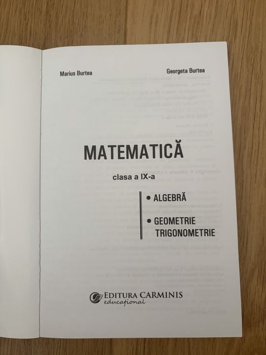 Manual Matematică clasa a 9-a – Marius & Georgeta Burtea (Carminis)