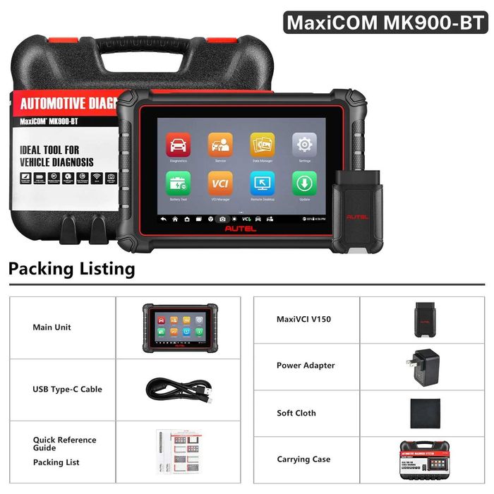 Tester de diagnoza AUTEL MK900BT Android, display 8 inch, 4GB RAM + 64GB stocare, Codare ECU, Multimarca, 40+ Functii Speciale, Bluetooh, Romana