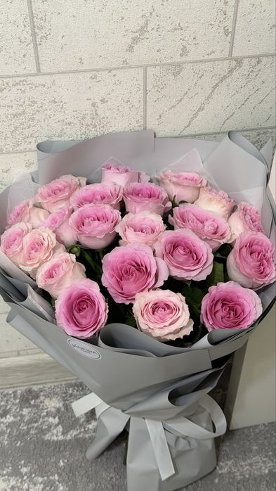 Свежий Букет роз, 80см , 21шт розовые
