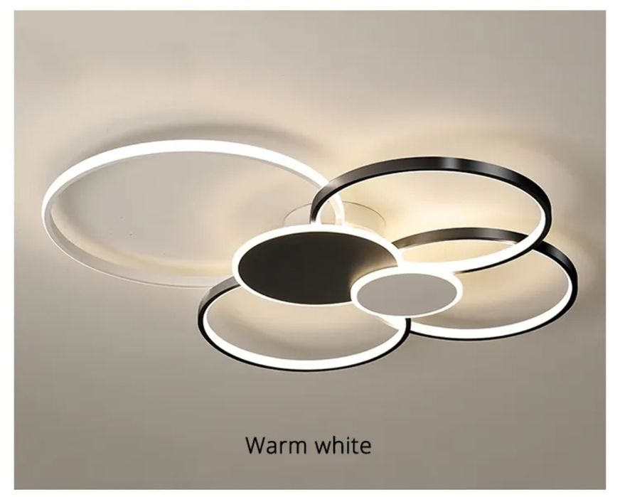 Модерна LED таванна лампа черно и бяло 100×86 см 96W + дистанционн