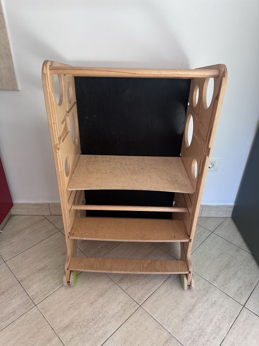 Learning Tower - Turn de învățare Montessori din lemn cu tobogan