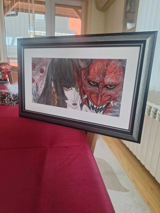 Картина (акварел в рамка ) "Зад Маската"