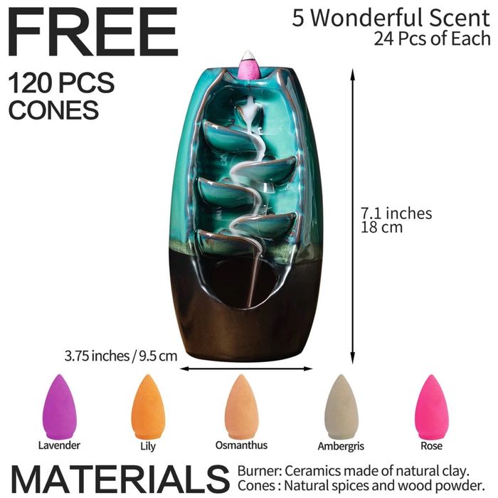 Arzator ceramic pentru conuri parfumate - 120 conuri — aromaterapie