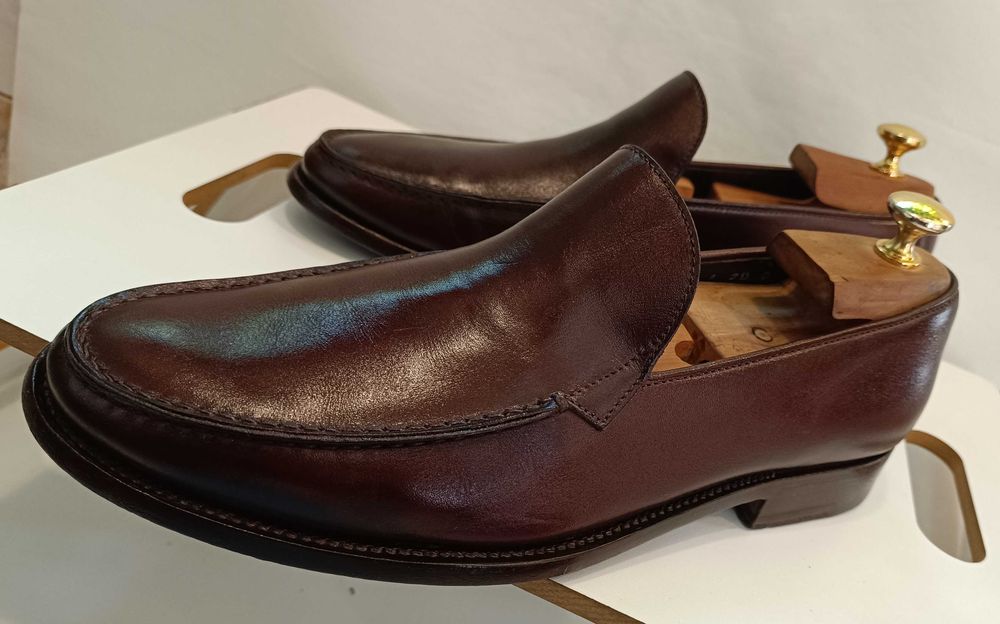 Pantofi loafer 42 42.5 de lux PRADA lucrati manual piele naturala maro