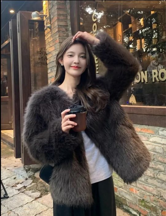 Шуба графит-мокко короткая