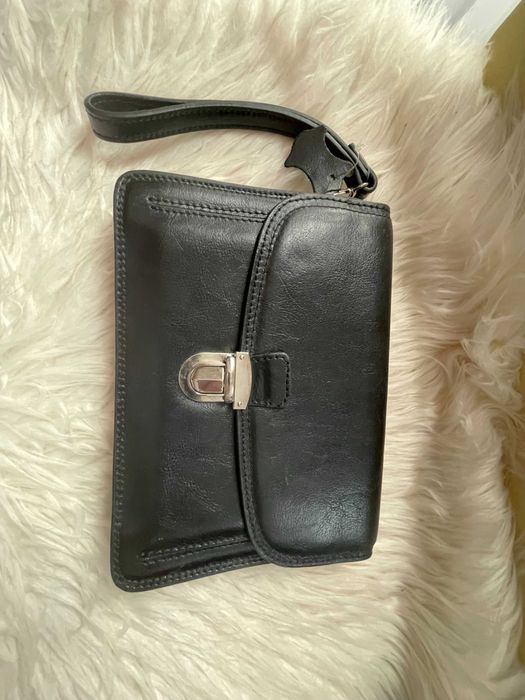 Borseta de mana Office Piele Neagra Veritabila ( Noua ) 20 cm x 16 cm