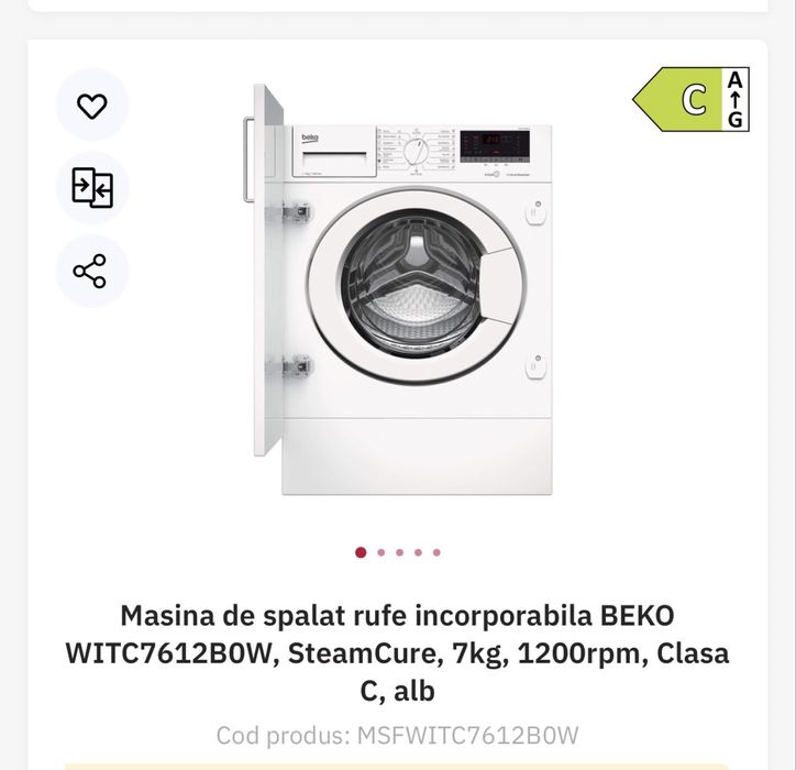 vanda masina de spalat rufe Beko incorporabila