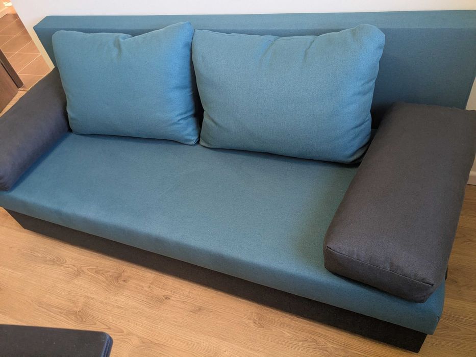 Canapea Kring Odense, 185x82x80cm, suprafata dormit 185x133 cm, culoare Gri/Turcoaz