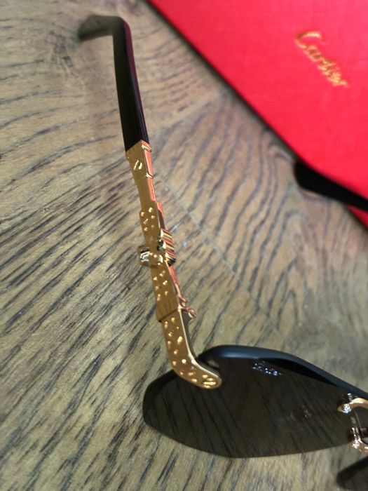 Ochelari de Soare Cartier Rimless Panthère Gold – Noi cu Cutie