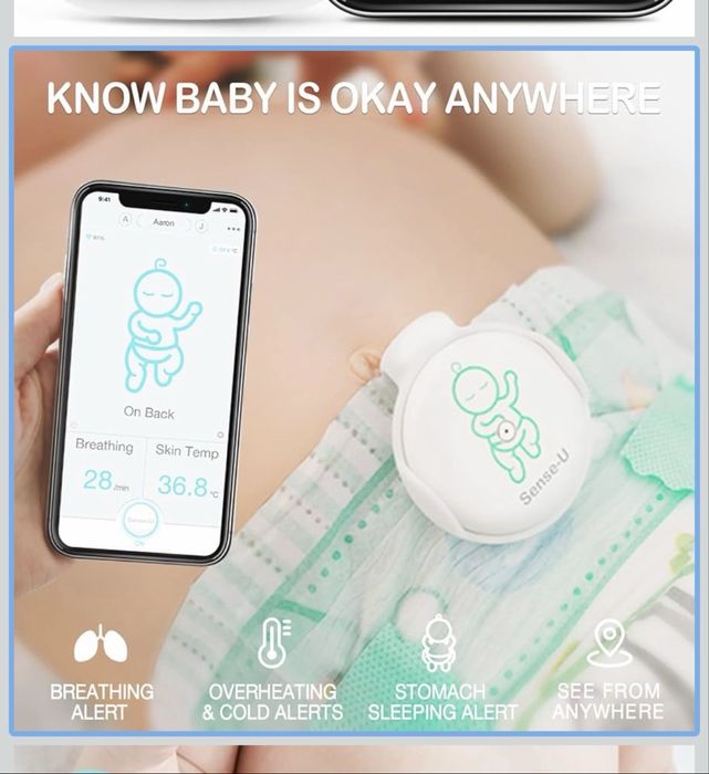 Монитор за дишане, движенията и температурата на бебе