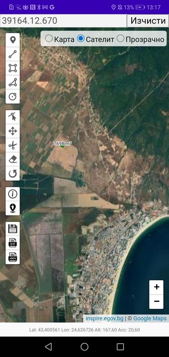 Терен 7693кв.м Несебър,с.Кошарица, м. ГЮРГЕНЛИКА до нови къщи и живущи