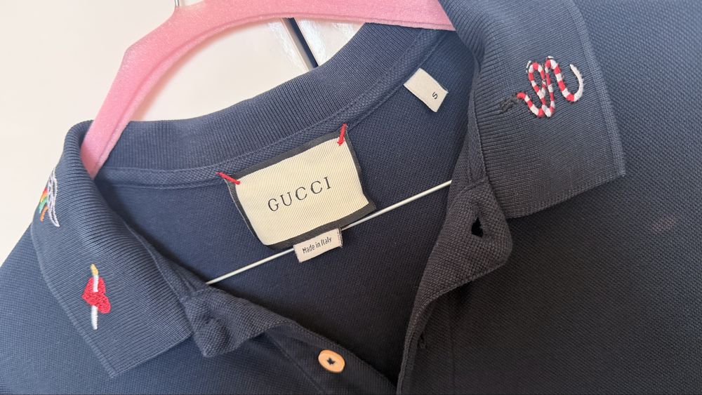 Gucci мъжки тениски с бродерия синя и червена размер S и L