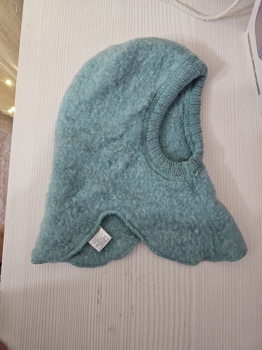 Cagulă dublată Joha din lână merinos fleece - Mint Green
