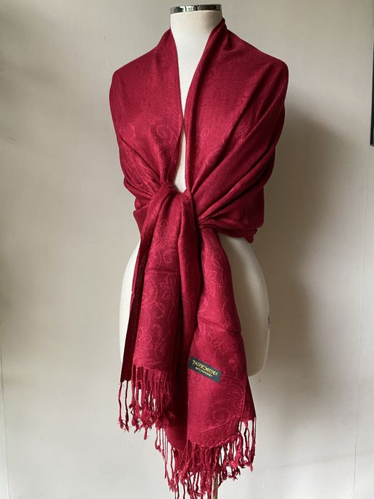 Червен шал от кашмир, коприна, пашмина/ различни видове