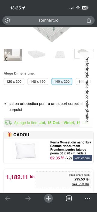 Pat cu Saltea ortopedica 140x200