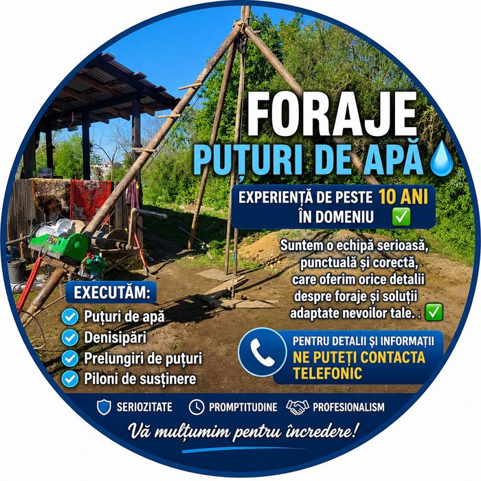 Foraje puțuri apa