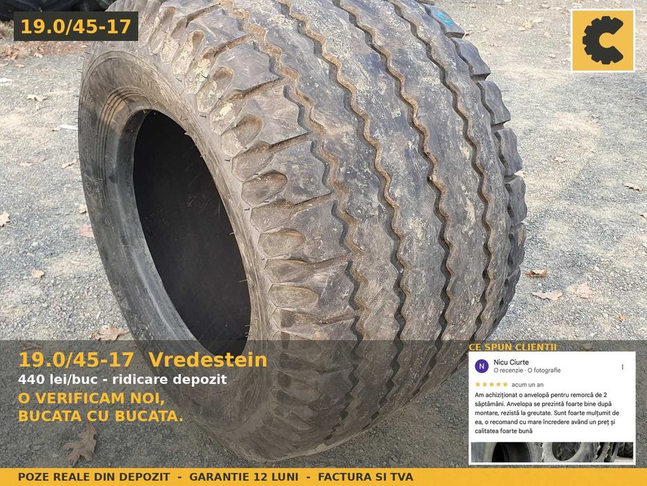 Cauciucuri 19.0/45-17 480/45-17 Vredestein Anvelope Remorca Implement Lata SH GARANTIE Factura 500/50-17