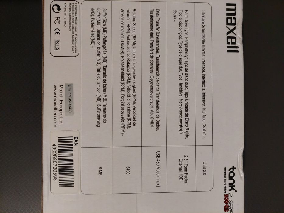 External hard drive MAXELL