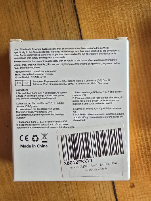 Adaptor Căști iPhone / iPad / iPod - Lightning la Jack 3.5mm Kensou (Nou)