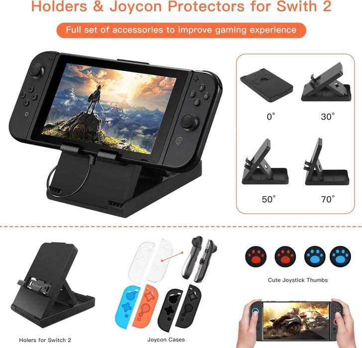 OCYEMY 20 в 1, калъф за носене и аксесоари за Nintendo Switch 2 (2025)