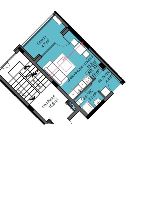 Едностаен апартамент студио в гр. Приморско.