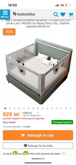 Vand set bariere culisante pat pt protectia copiilor