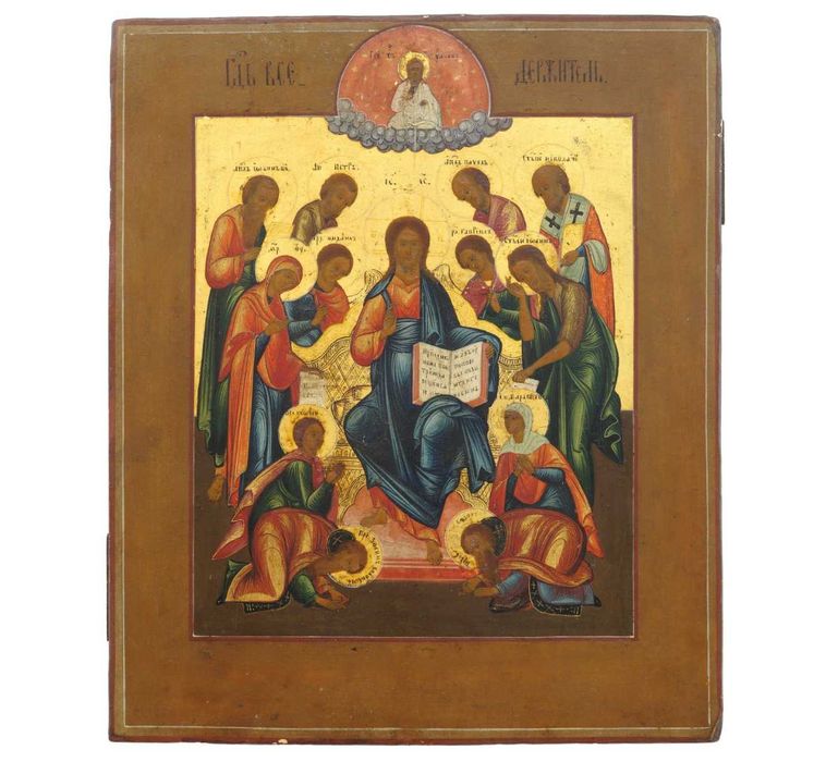 Icoană pe lemn „Marea Deisis”, școală rusească, jumătatea sec. XIX