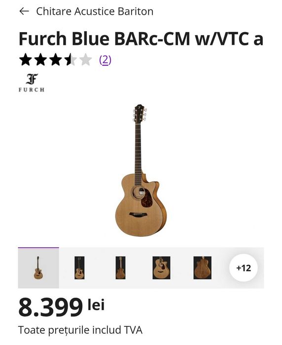 Furch BAR CE All-solid Chitara Electro Acustica Baritone Made in Cehia