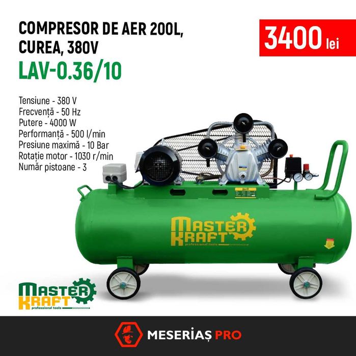 Compresoare aer industriale, putere mare, 70-200L — Master Kraft