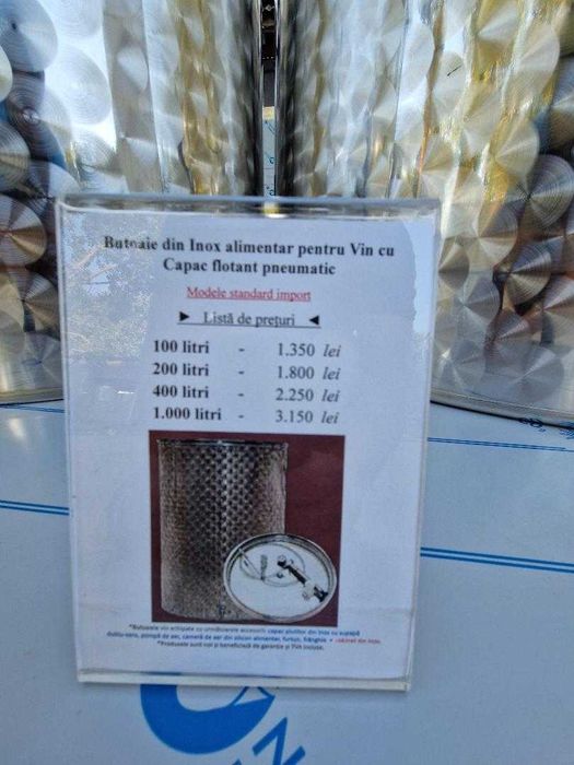 Cisternă Inox 1.000 litri capac flotant pneumatic / Vinificație