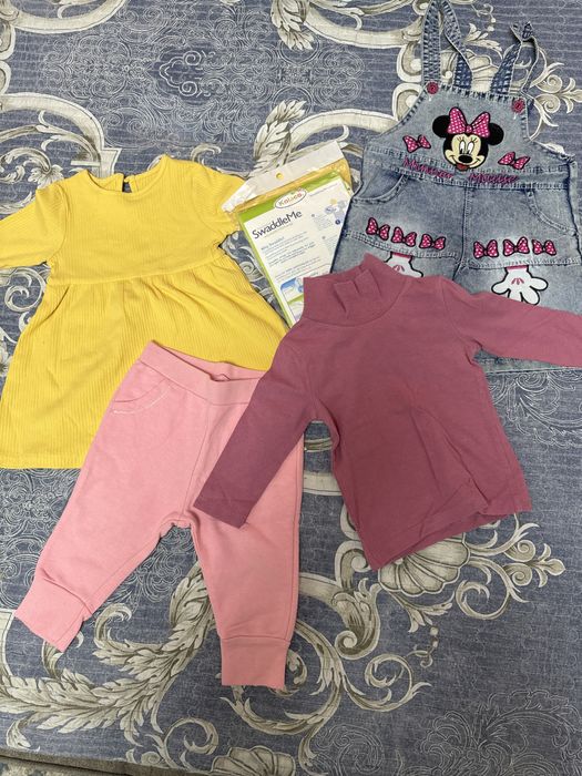 Слипы, комбинезон, платье, водолазка х/б  2-6 мес