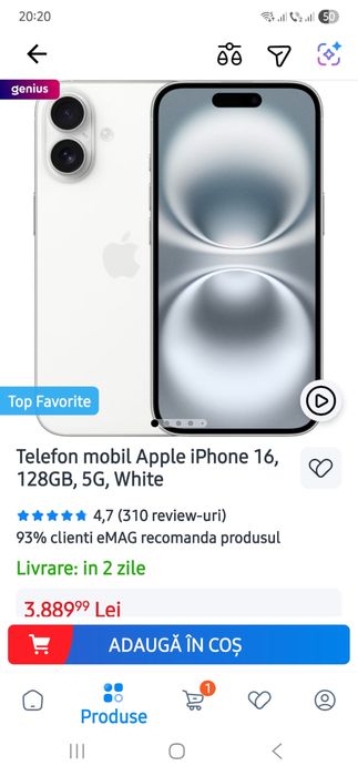 Vand iphone 16 cu FACTURA si GARANTIE