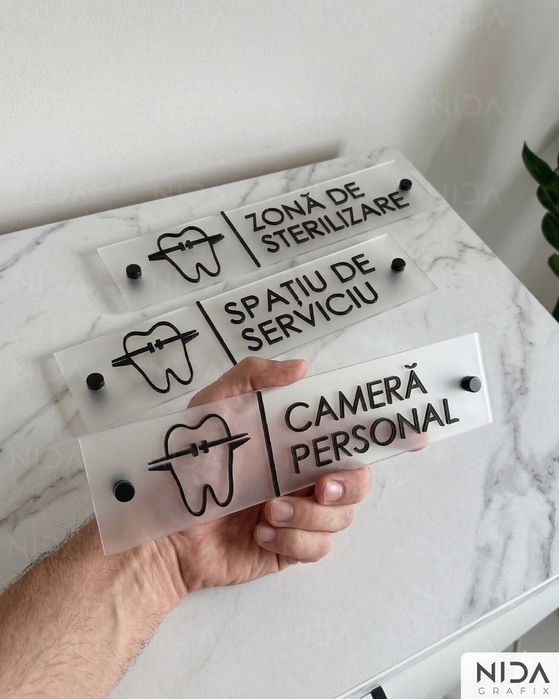Plăcuțe Premium Plexiglas 3D Birouri, Saloane, Clinici - design custom