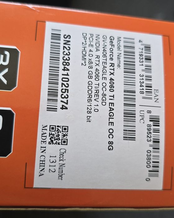 PLACA Video GIGABYTE Eagle RTX 4060 ti Gaming OC 8GB GDDR6 128bit 4060ti