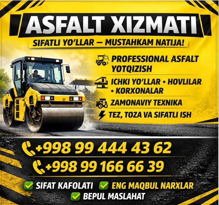 Асфалт uzoq mudatli kafolat asfalt ishonchli arzonnarxda