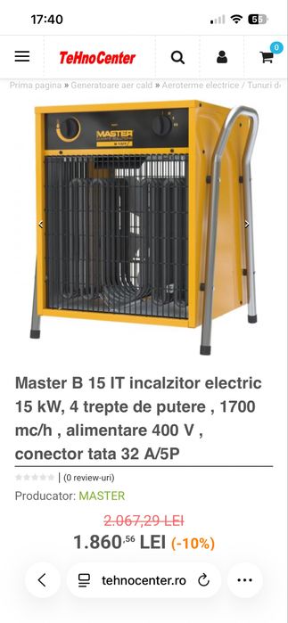 Aeroterma MASTER B 15 IT – 15 kW, 380 V