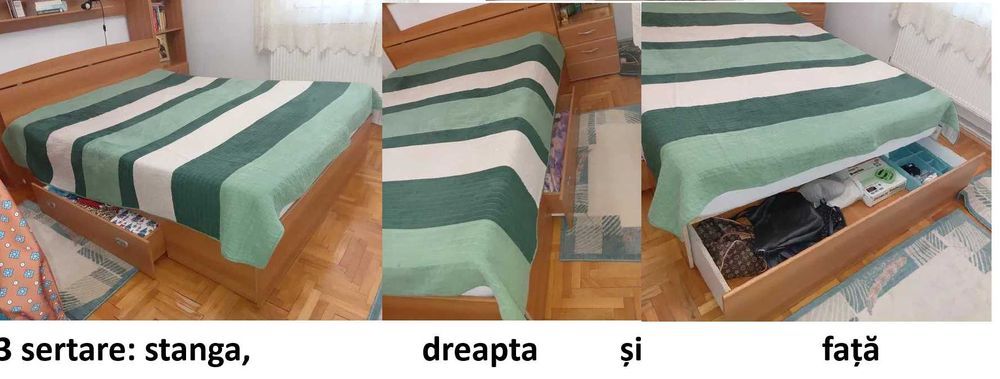 mobilier dormitor si hol. dulapuri, pat, mini biblioteca