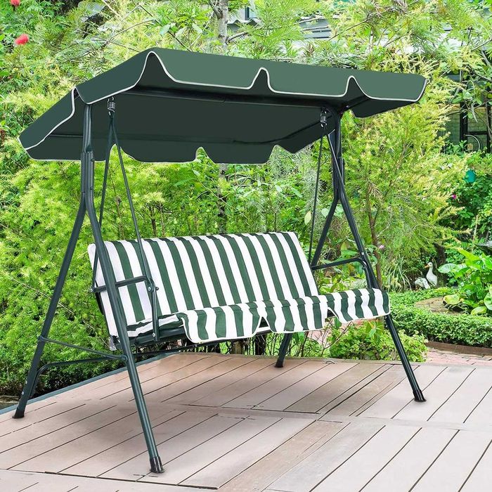 Balansoar Leagan Banca Metal Verde Curte Gradina Terasa 3 Persoane Relaxare Livrare GRATUITA !