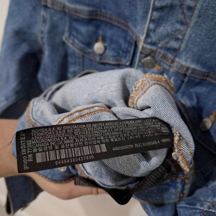 Jacheta din blug denim Zara marime M albastra, bumbac