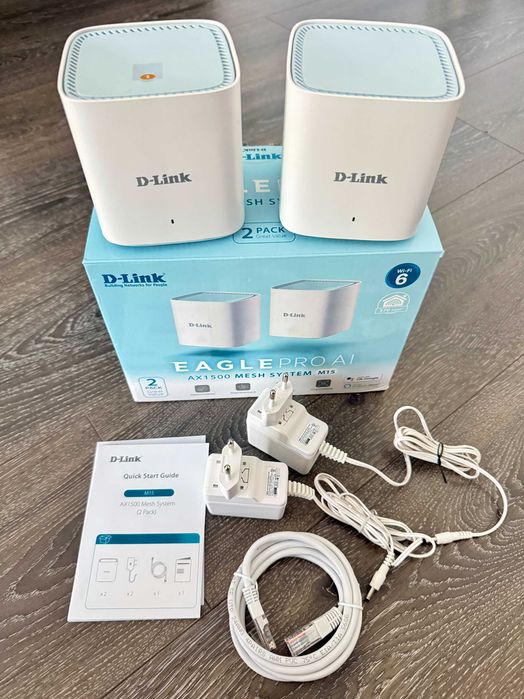 Sistem Wi-Fi Mesh Smart Eagle PRO AI D-Link M15-2, AX1500, Dual-Band, MU-MIMO, OFDMA, asistenta AI, Control Parental, Control Vocal Google/Alexa