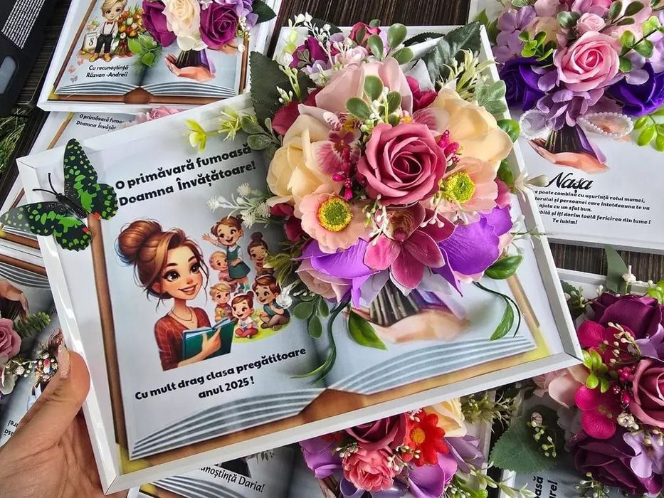 Tablouri A4 cu flori de sapun si flori artificiale