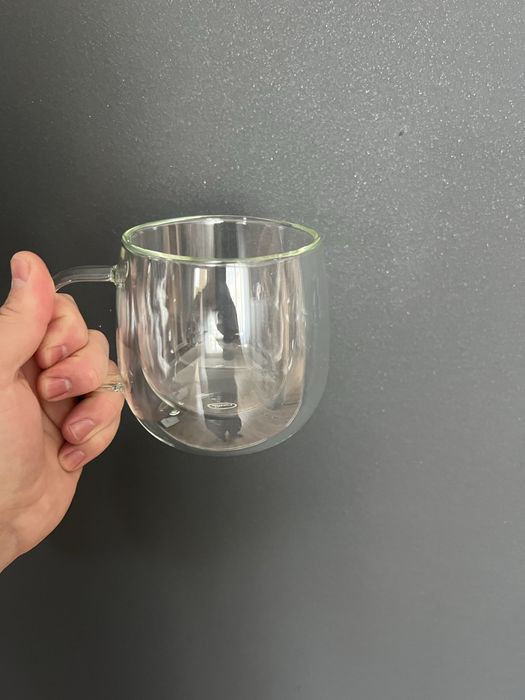 Căni de cafea din sticlă duble set 4 480ml cu mânere