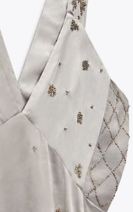 Rochie satinata cu margele Zara limited edition