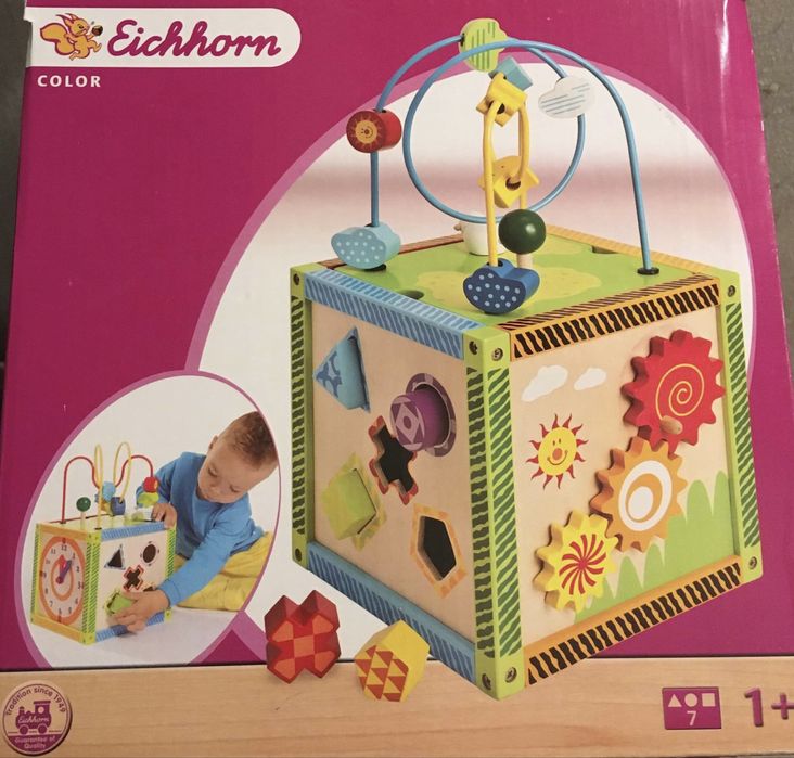 Дървен куб Eichhorn - Игрален център, с активности, образователна игра