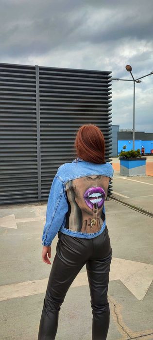 Geaca denim pictata manual