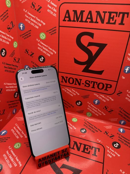 Iphone 16 Pro 38 incarcari Amanet SZ Non Stop