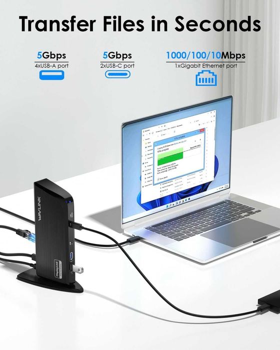 Докинг станция WAVLINK DisplayLink 13-в-1 USB-C, 4K HDMI, 2K HDMI, DVI