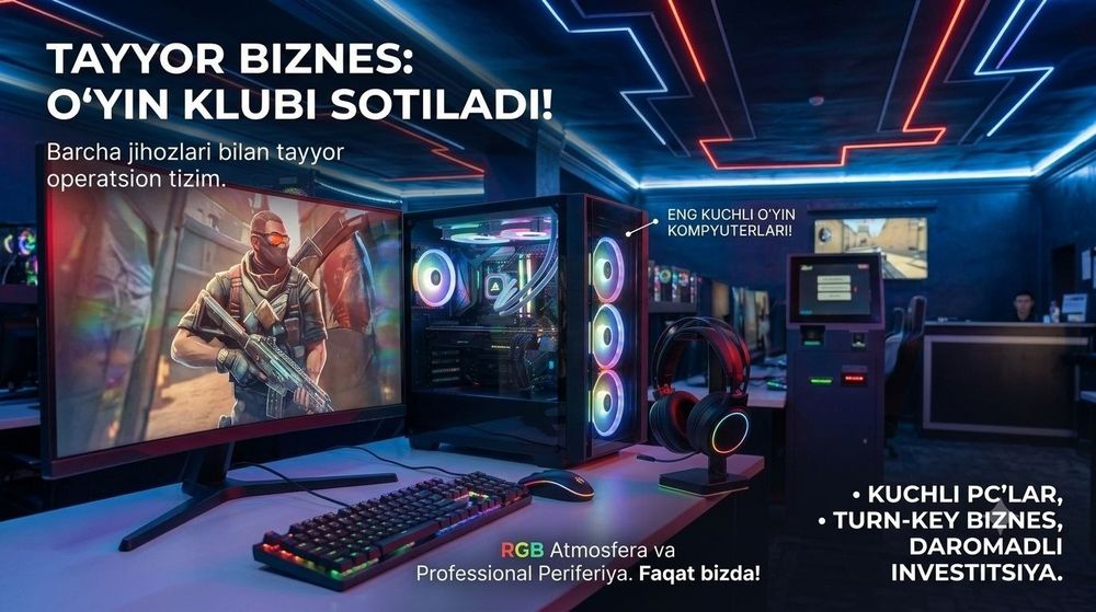 Tayyor biznes sotiladi Kompyuterxona toʻliq  2 oylik  срочно продается