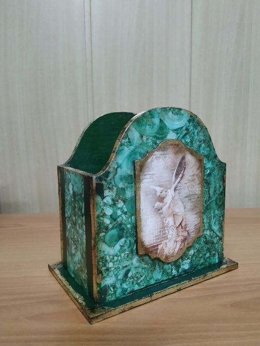 Карандашница "Малахит" (декупаж)