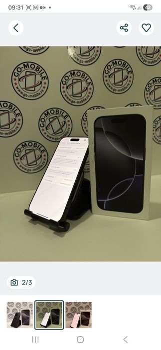 iPhone 16 Pro 256 GB 95% Baterie - Impecabil - Garantie